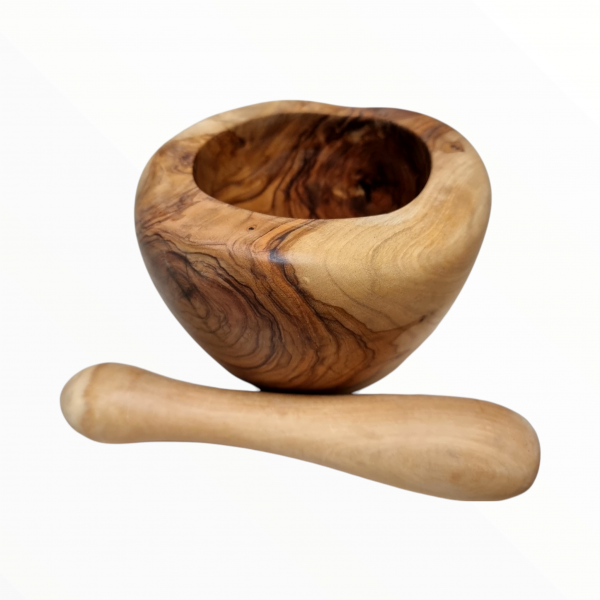 Mortier rustique 16 cm en bois d'olivier
