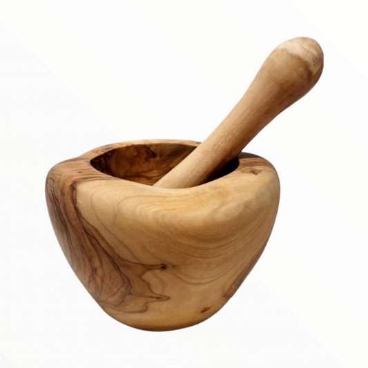 mortier et pilon en bois-omrane -épices-mehress